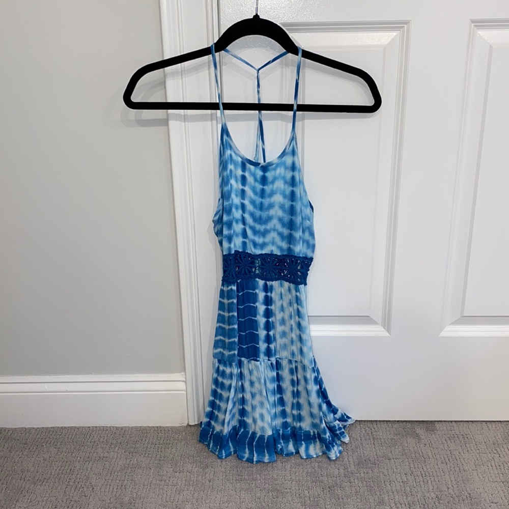 LF House of Three Mini Blue Tie Dye Dress
